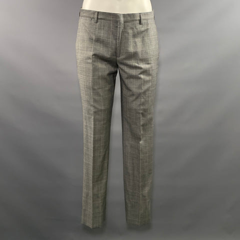 PAUL SMITH Chest Size 38 Grey Navy Window Pane Wool Notch Lapel 32 29 Suit