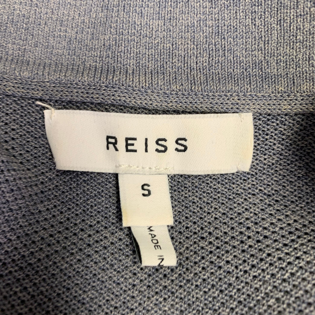 REISS Size S Vinci Grey Charcoal Color Block Cotton Blend Knit Camp Short Sleeve Shirt