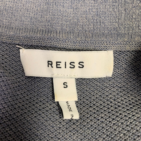 REISS Size S Vinci Grey Charcoal Color Block Cotton Blend Knit Camp Short Sleeve Shirt
