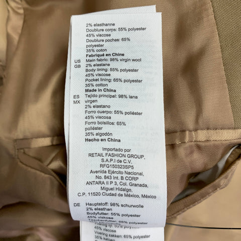 SANDRO Size 38 Beige Virgin Wool Blend Notch Lapel Sport Coat