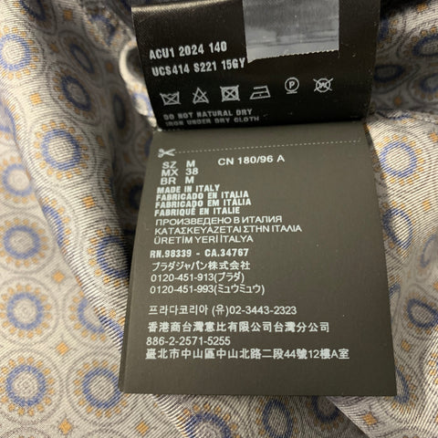 PRADA Size M Grey Navy & Gold Circles Silk Camp Short Sleeve Shirt
