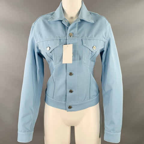 HELMUT LANG Size M Femme Trucker Soda Blue Cotton Blend Cropped Denim Jacket