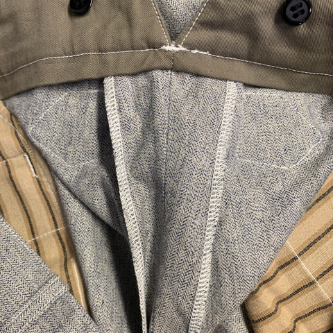BELAFONTE Size XL Navy White Herringbone Cotton Tapered Button Fly Casual Pants