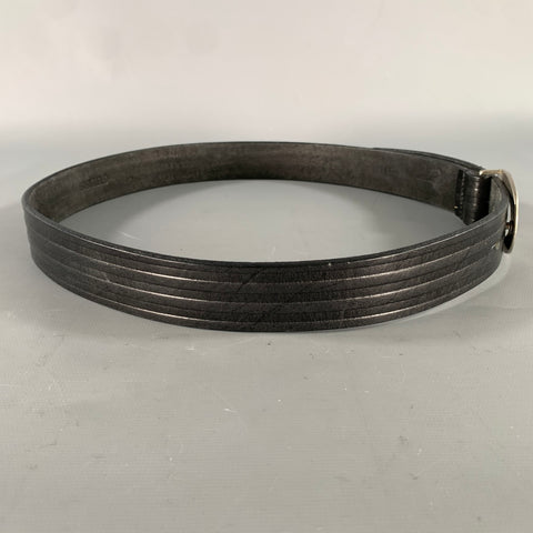 GUESS Size M Black Stripe Leather Belt