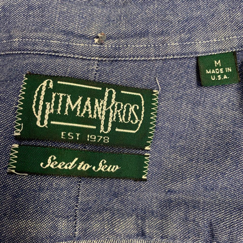 GITMAN BROS Size M Blue Cotton One Pocket Long Sleeve Shirt
