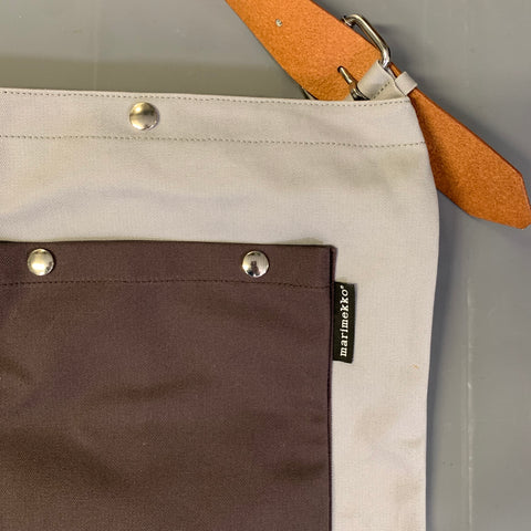 MARIMEKKO Gray Tan Color Block Leather Tote Bags