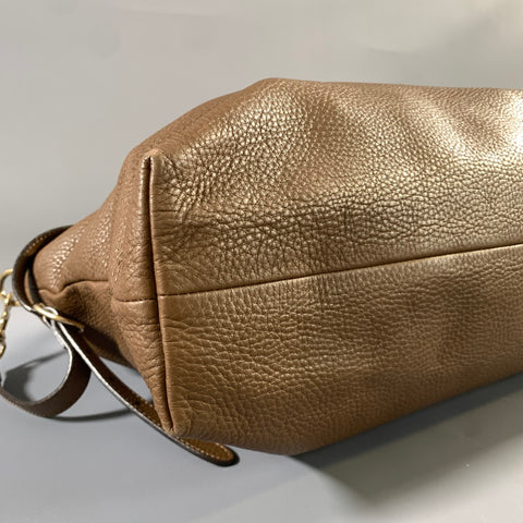 GUCCI Brown 323664 Pebble Grain Leather Shoulder Bag