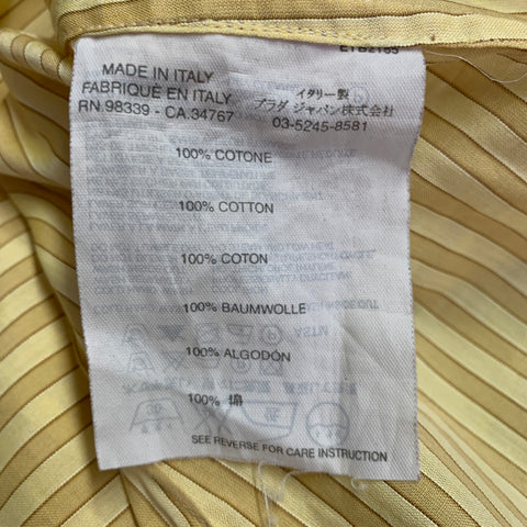 PRADA Size S Yellow Mustard Stripe Cotton Long Sleeve Shirt