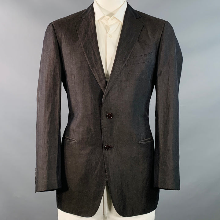ERMENEGILDO ZEGNA Size 44 Regular Brown Silk Linen Twill Sport Coat