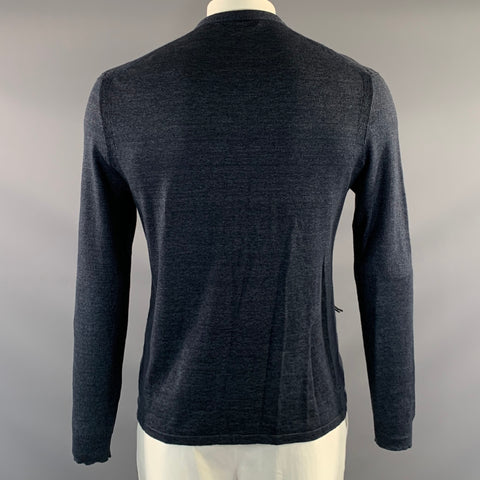 JOHN VARVATOS SS2018 Size L Navy Heather Linen Blend Zip Up Jacket