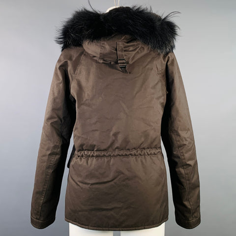 LAD MUSICIAN Size M Brown Black Cotton Fur Collar Zip Buttons Jacket