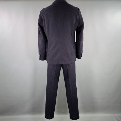 ADAM KIMMEL Size XL Navy Twill Wool Notch Lapel Suit