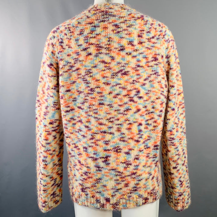 A.P.C. Size M Cream Multi Color Melange Wool Blend Crew Neck Sweater