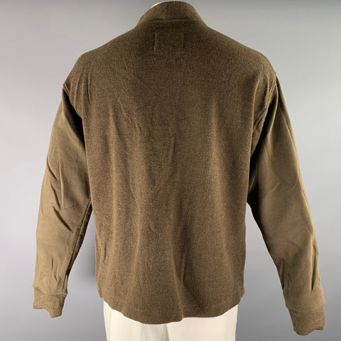 KESTIN Size L Green Olive Knitted Wool Blend Buttoned Cardigan