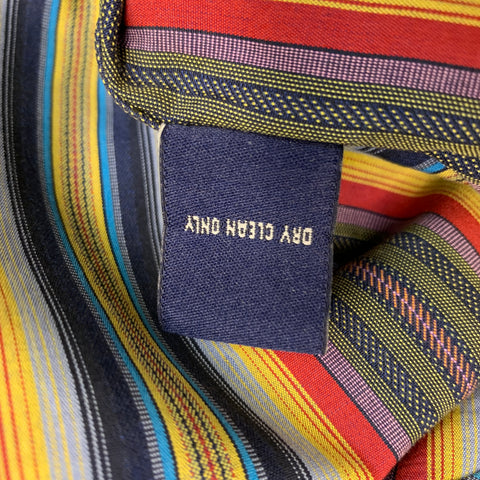 ROBERT GRAHAM Size L Green Multi-Color Stripe Cotton Button Up Long Sleeve Shirt