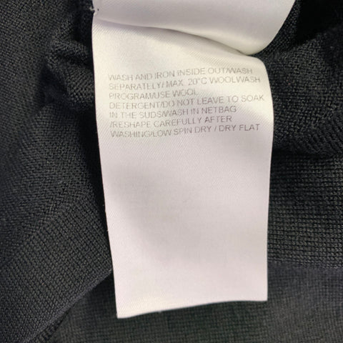 ESCADA Taille M Pull en mélange de laine noire à rayures texturées et col rond
