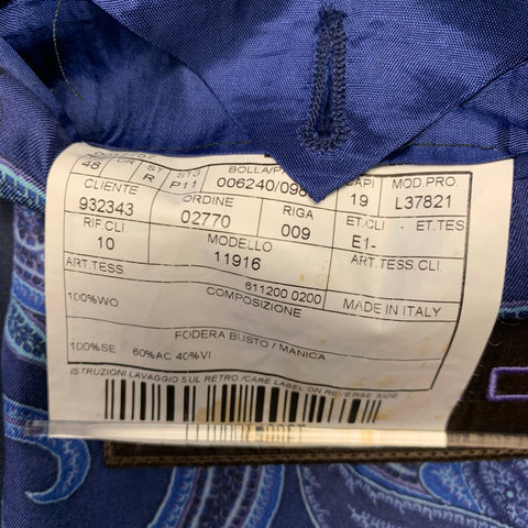 ETRO Size 38 Navy Purple Pinstripe Wool Notch Lapel Suit