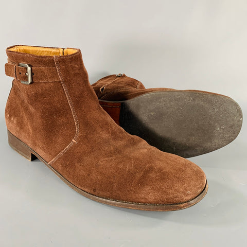 Bottes à fermeture éclair latérale en daim marron JIL SANDER Taille 11