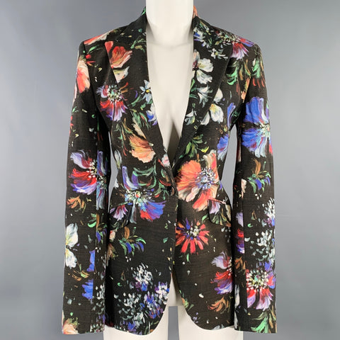 ROBERT GRAHAM Size 4 Black Multi Color Viscose Blend Jacket Blazer
