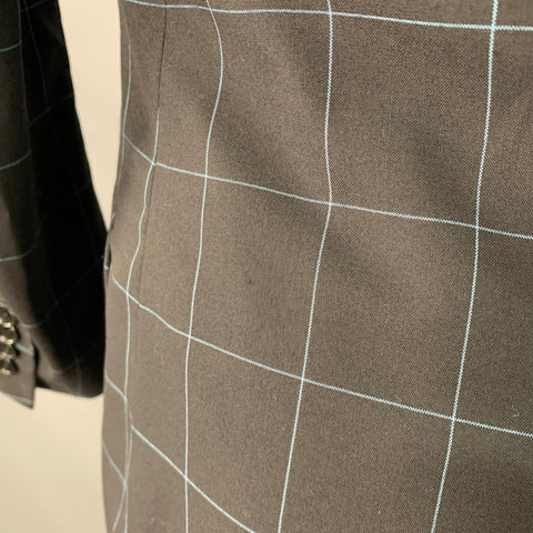 PAUL SMITH Size 38 Black Blue Window Pane Wool Notch Lapel Sport Coat