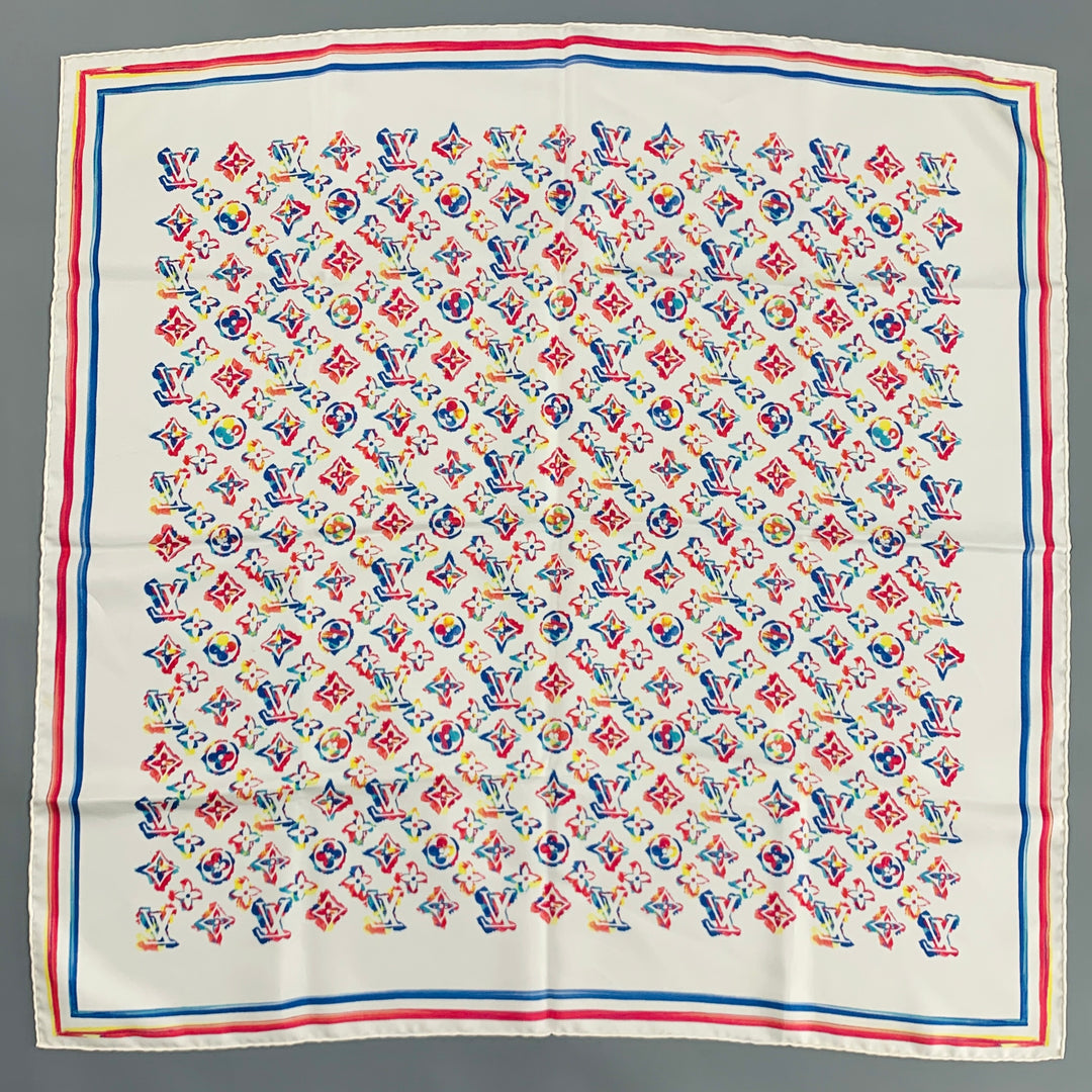 LOUIS VUITTON Multi Color Monogram Print Silk Scarf