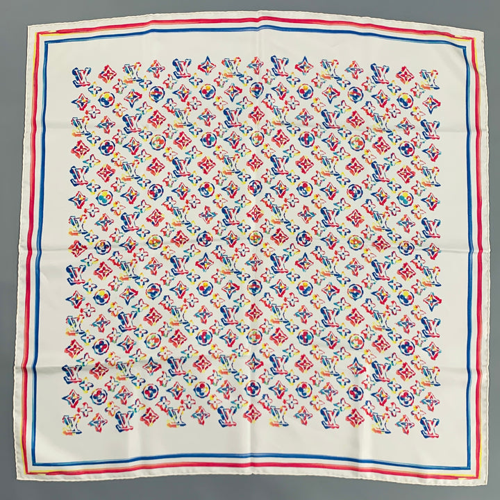 LOUIS VUITTON Multi Color Monogram Print Silk Scarf