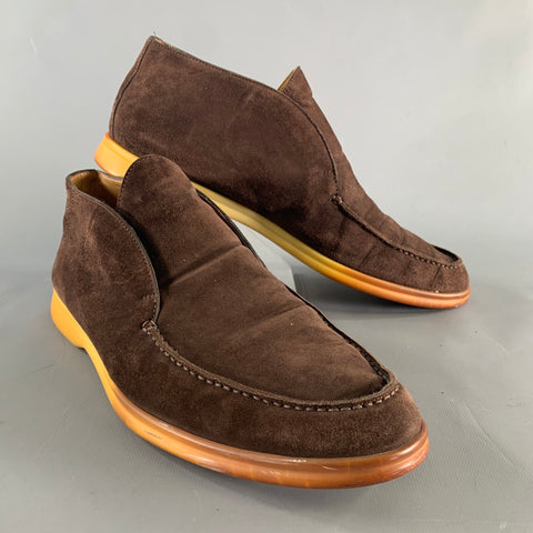 LORO PIANA Size 10 Brown Solid Suede Slip On Loafers