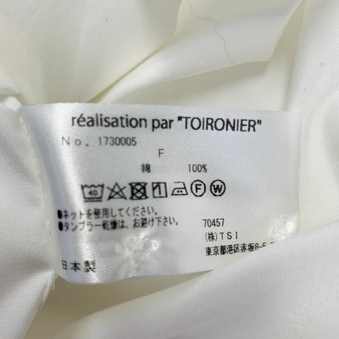 TOIRONIER One Size White Cotton Curved Cutaway Side Ties Long Sleeve Shirt