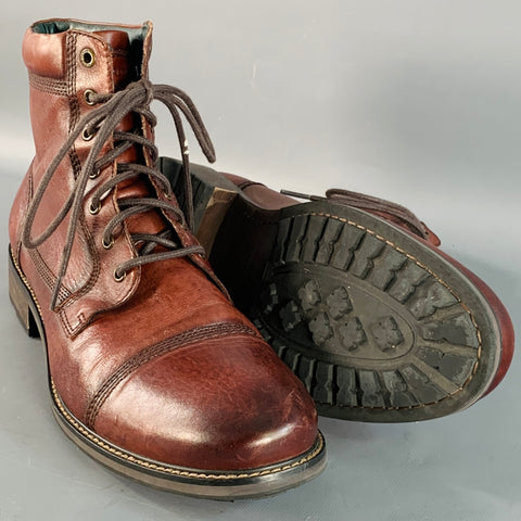 RODD & GUNN Size 13 Dobson Brown Leather Cap Toe Lace-Up Boots