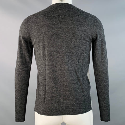 BALENCIAGA Size S Grey Charcoal Two Toned Wool Crew Neck Pullover