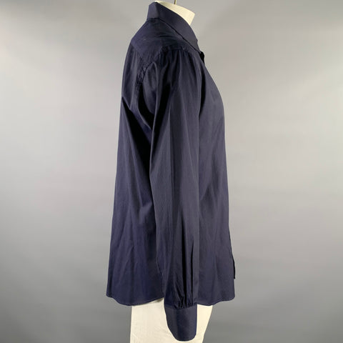 PAUL SMITH Size XL Navy Geometric Cotton Long Sleeve Shirt