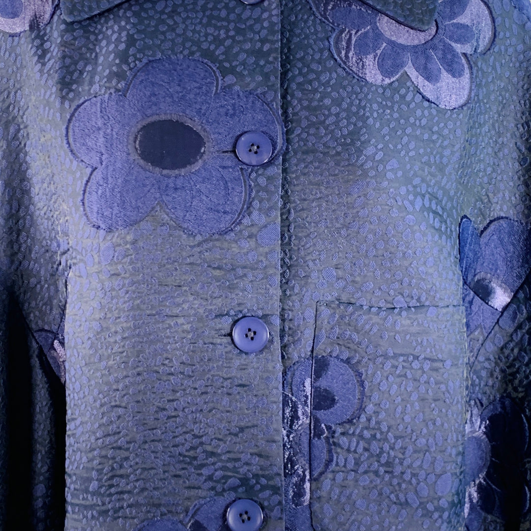 BAUM UND PFERDGARTEN Size M Navy Blue Jacquard Floral One Pocket Shirt Jacket