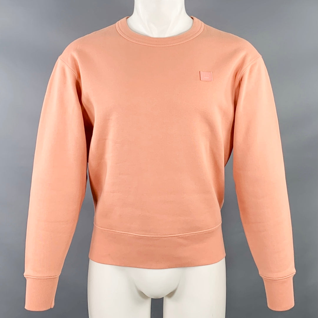 ACNE STUDIOS Size M Fairview Face Orange Sorbet Cotton Crew Neck Sweatshirt