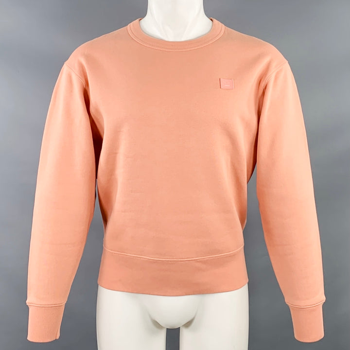 ACNE STUDIOS Size M Fairview Face Orange Sorbet Cotton Crew Neck Sweatshirt