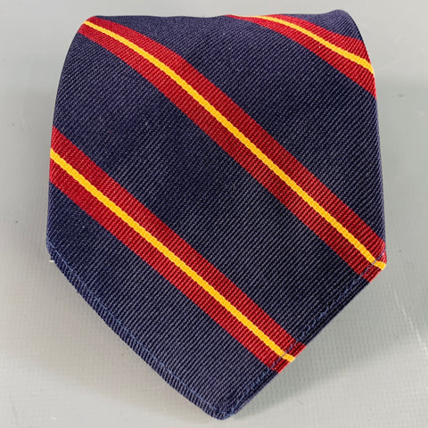 POLO by RALPH LAUREN The Bleecker Navy Red Diagonal Stripe Silk Skinny Tie