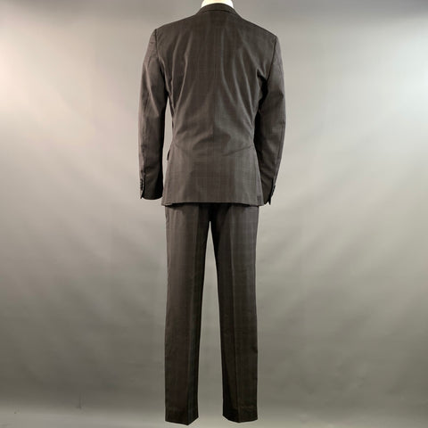 ZZEGNA Chest Size 38 Grey Dark Grey Window Pane Wool Notch Lapel 32 31 Suit
