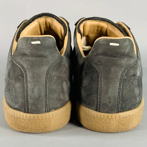 MAISON MARGIELA Size 9.5 Black Multi Color Lambskin Suede Paint Splatter Sneakers