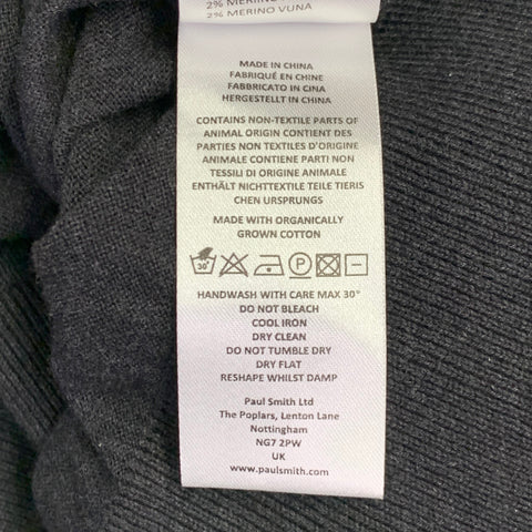 PAUL SMITH Size L Grey Contrast Trim Cotton Merino Wool Long Sleeve Polo