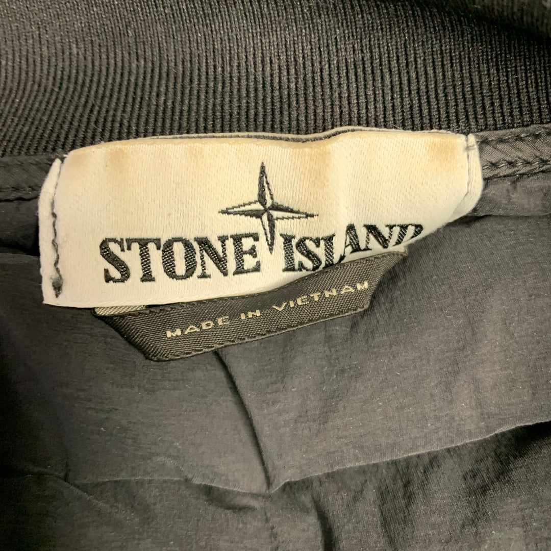STONE ISLAND Size M Black Quilted Polyamide Blend Zip Up Vest