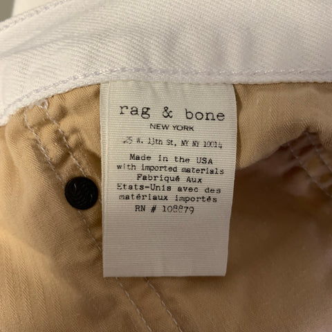 RAG & BONE Size 31 White Cotton Slim Jeans