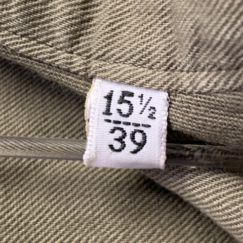 ELEVENTY Size S Green Olive Cotton Blend Camp Long Sleeve Shirt