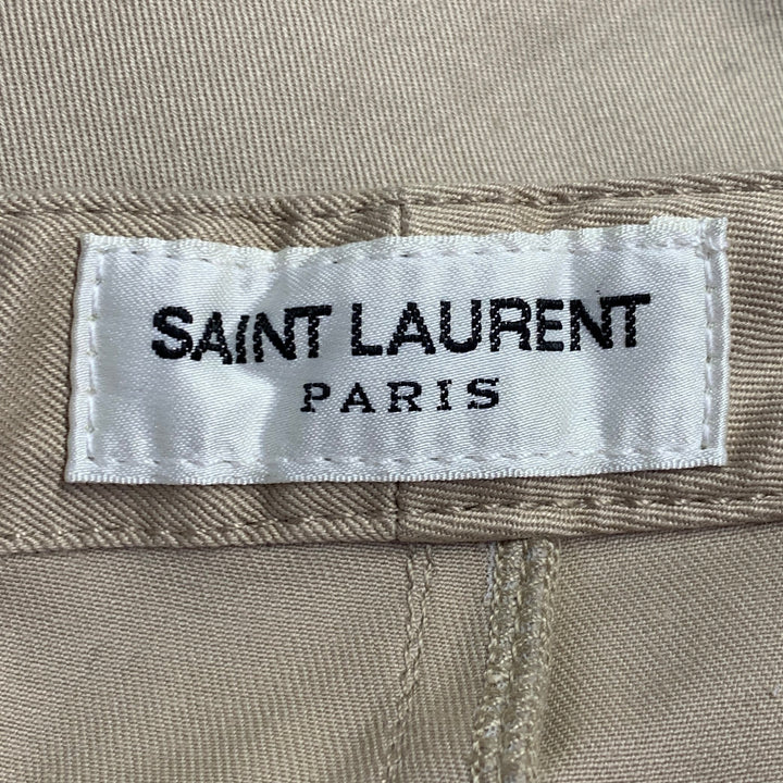 SAINT LAURENT Size 30 Beige Pleated Cotton Blend Pleated Straight Button Fly Casual Pants