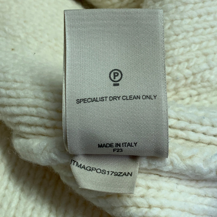 BURBERRY LONDON Size M Cream Brown Knit Merino Wool Toggle Closure Cardigan