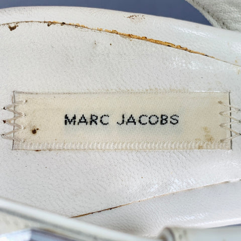 MARC JACOBS Size 6.5 White Silver Leather Strappy Sandals
