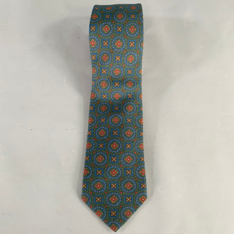 O'CONNELL'S Green Red Abstract Floral Wool Tie