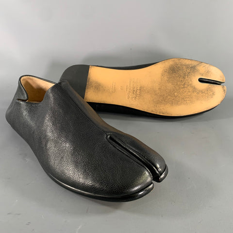 MAISON MARGIELA Size 11 Black Leather Slip On Loafers