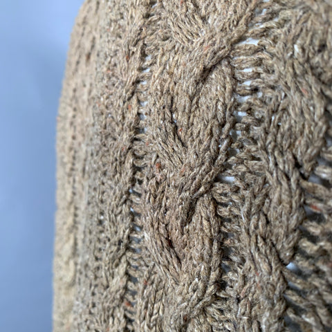 POLO by RALPH LAUREN Size XL Tan Cable Knit Cotton Blend Crew Neck Sweater