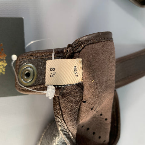 BURBERRY Size 8.5 Brown Chocolate Perforated Deerskin Leather Gloves
