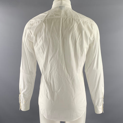 JUST CAVALLI Size M White Cream Cotton Sequined Long Sleeve Shirt