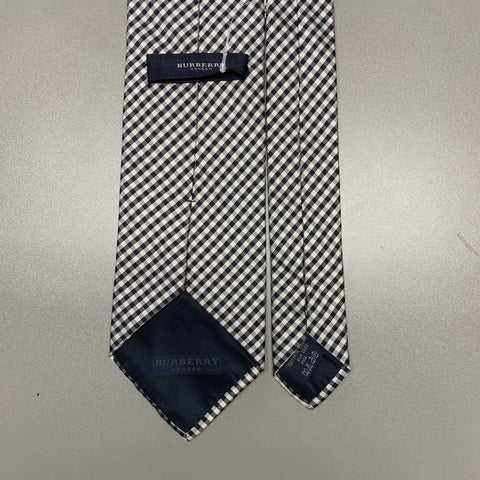 BURBERRY Black White Gingham Silk Tie